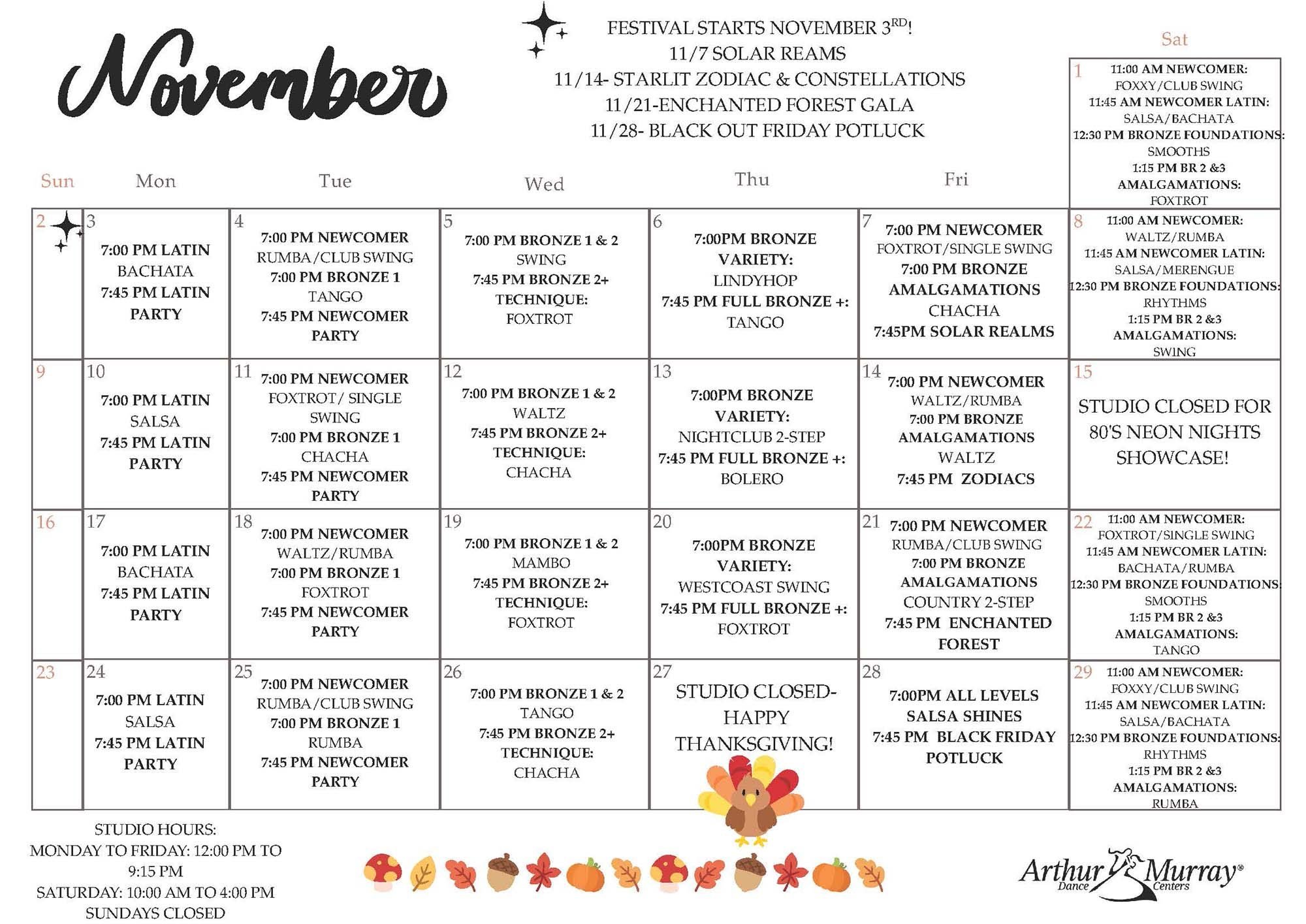 NOVEMBER 2025 Ashburn CALENDAR