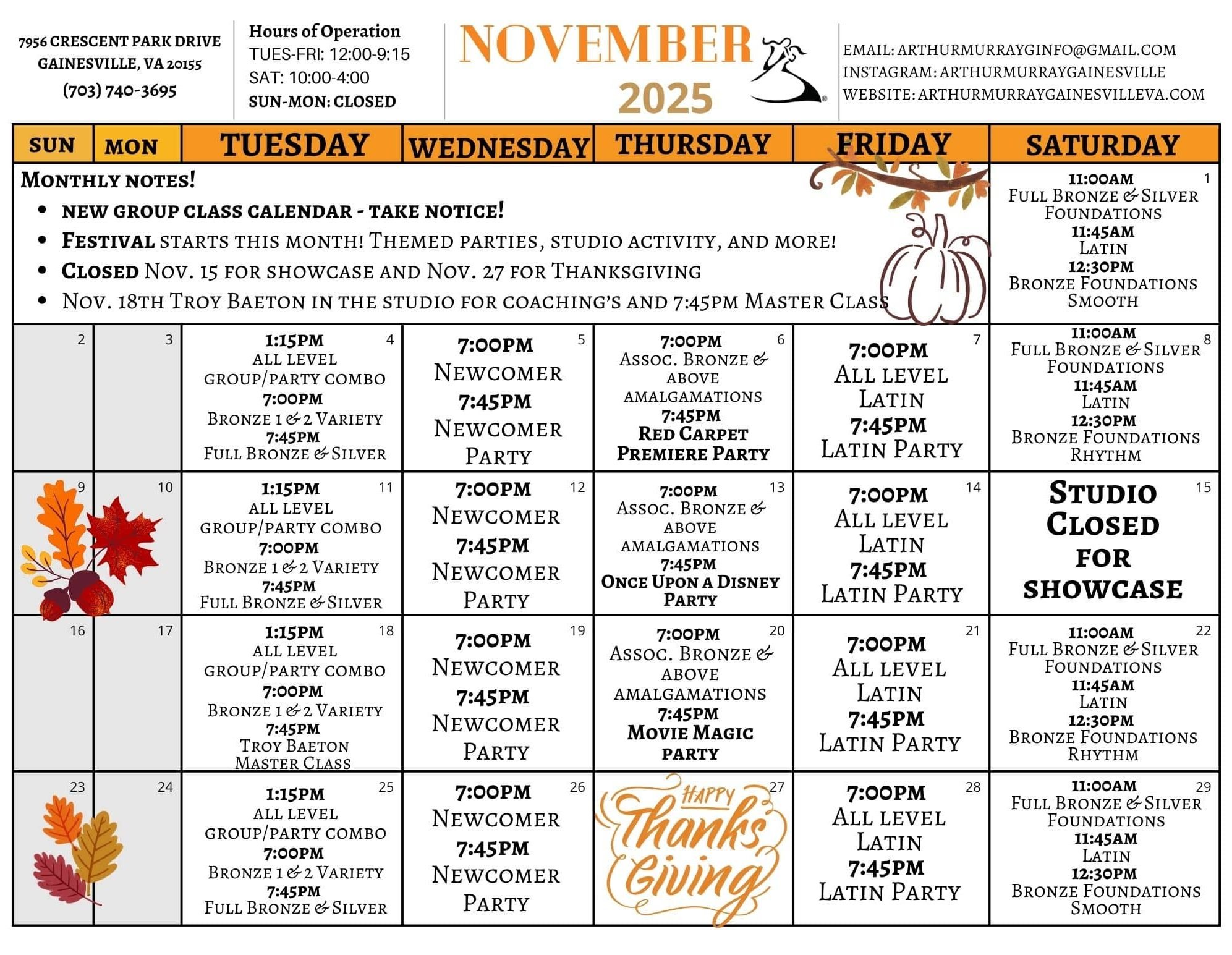 November 2025 Gainesville Calendar